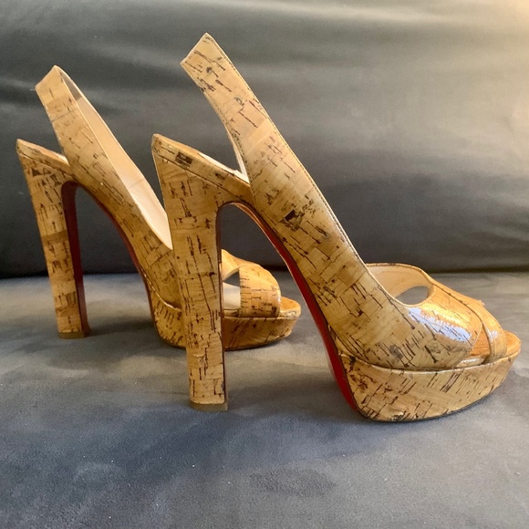 Like New Christian Louboutin One Time Collection Cork High Platform Heels - Picture 7 of 9